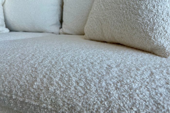 Canapé avec couchage en tissu moutonné blanc Asti Ferucci