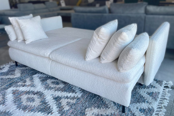 Canapé avec couchage en tissu moutonné blanc Asti Ferucci