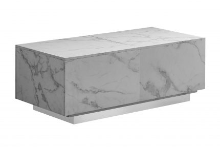 Table basse coulissante avec rangement effet marbre blanc Box Ferucci