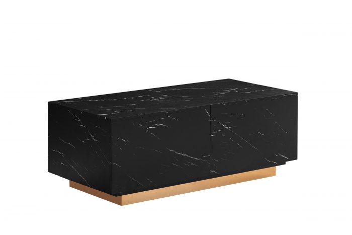 Table basse coulissante avec rangement effet marbre noir Box Ferucci