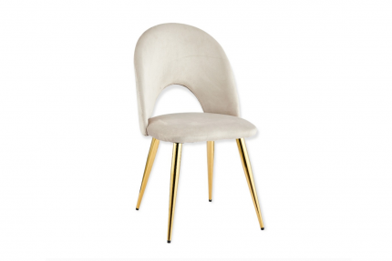 Lot de 2 ou 4 chaises en velours beige tendance doré Lina Ferucci