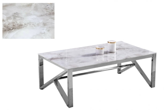 Table basse en couleur marbre et acier inoxydable Majestic Ferucci