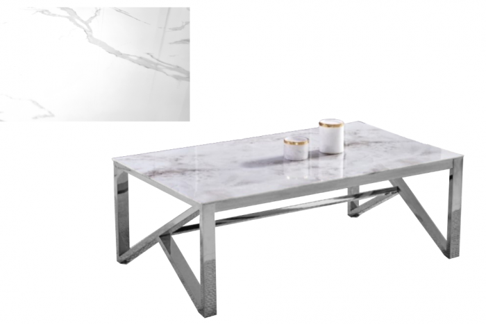 Table basse en couleur marbre et acier inoxydable Majestic Ferucci